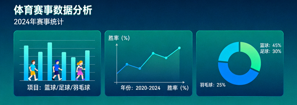 体育赛事数据分析图表与统计看板展示