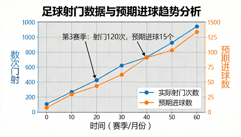 足球射门数据与预期进球趋势分析图表