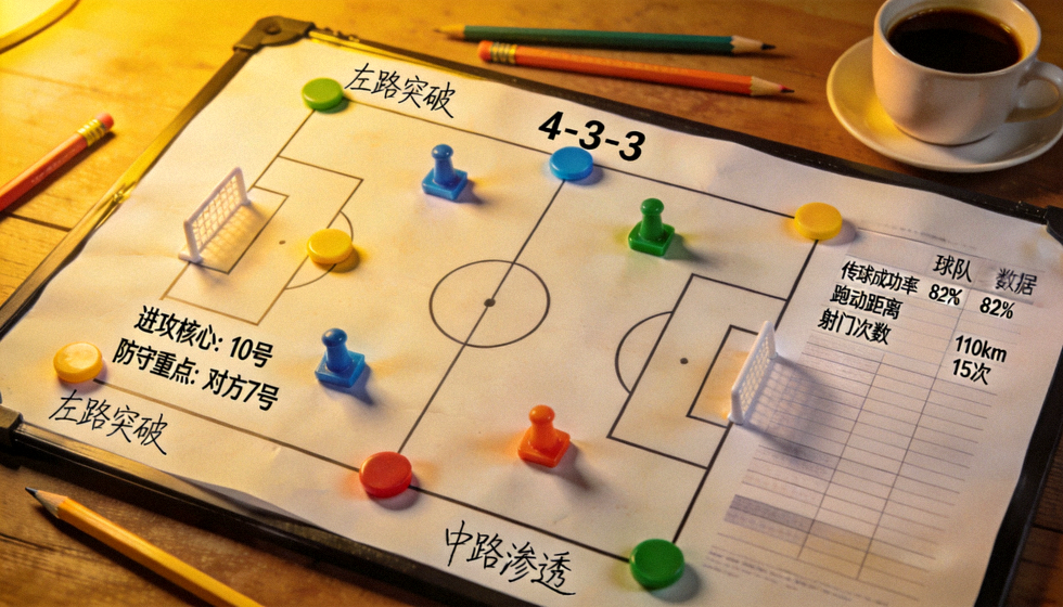 足球战术板与球队阵型分析资料特写